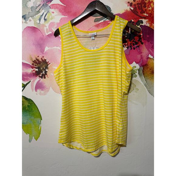 LuLaRoe Tops - LuLaRoe - Tank Top - Yellow and White Stripes - Size 2XL - Plus Size